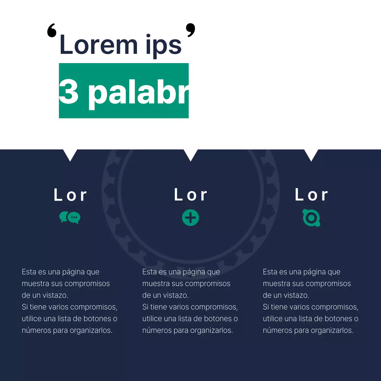 Un sencillo folleto de promesas electorales en azul marino y blanco