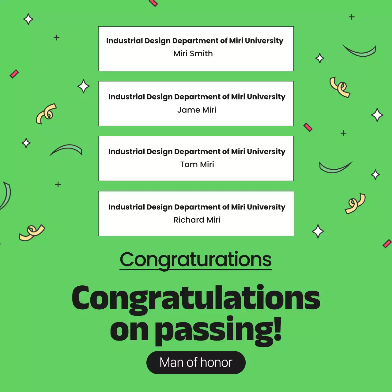 그린 심플 졸업 발표 소셜 미디어 게시물