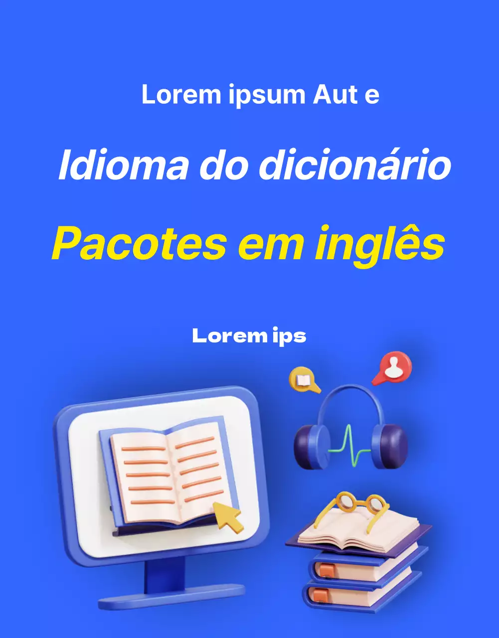 Promover uma oferta de aulas de inglês em azul e amarelo