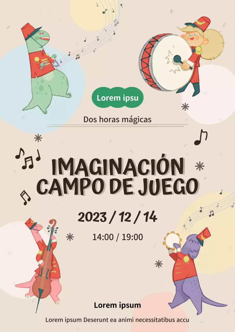 Promociona un musical kitsch sobre un fondo beige