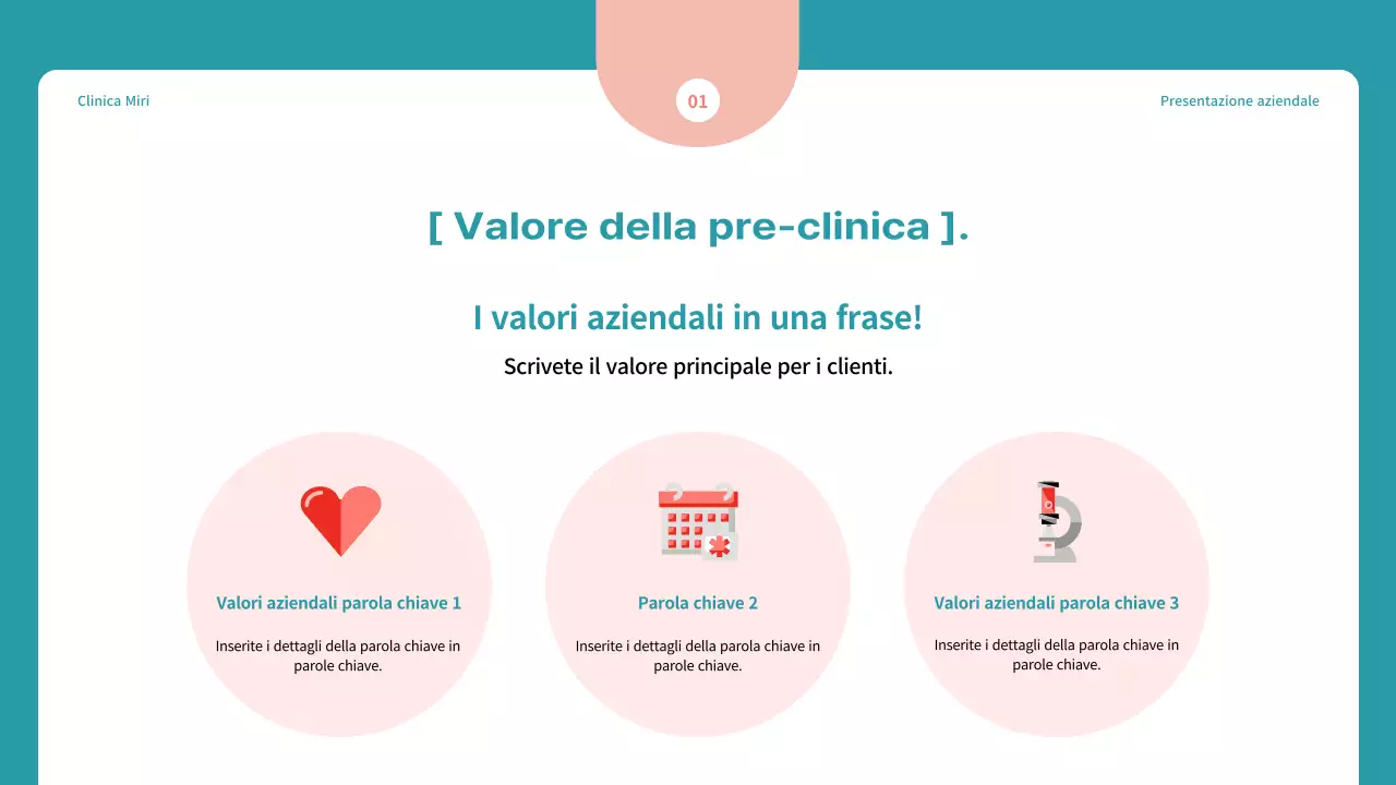 Semplice proposta di marketing ospedaliero in blu e rosso