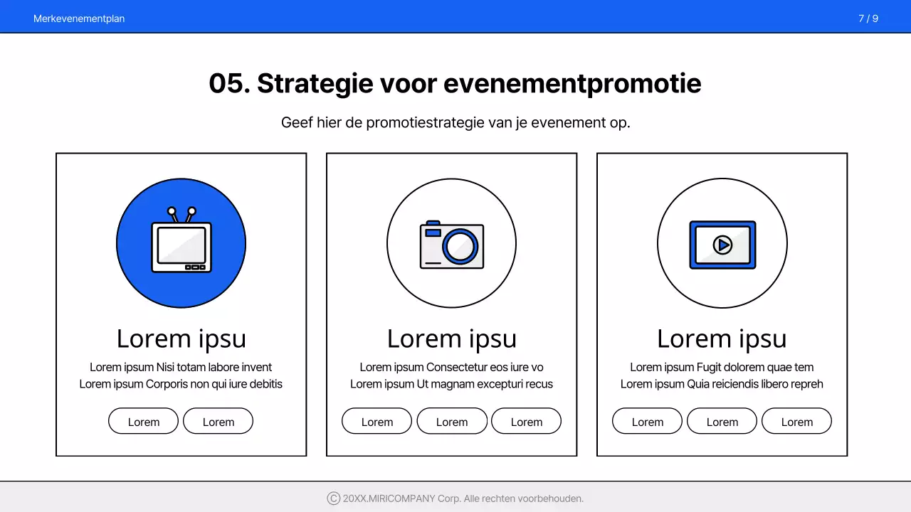 Een eenvoudig evenementvoorstel in blauw en wit