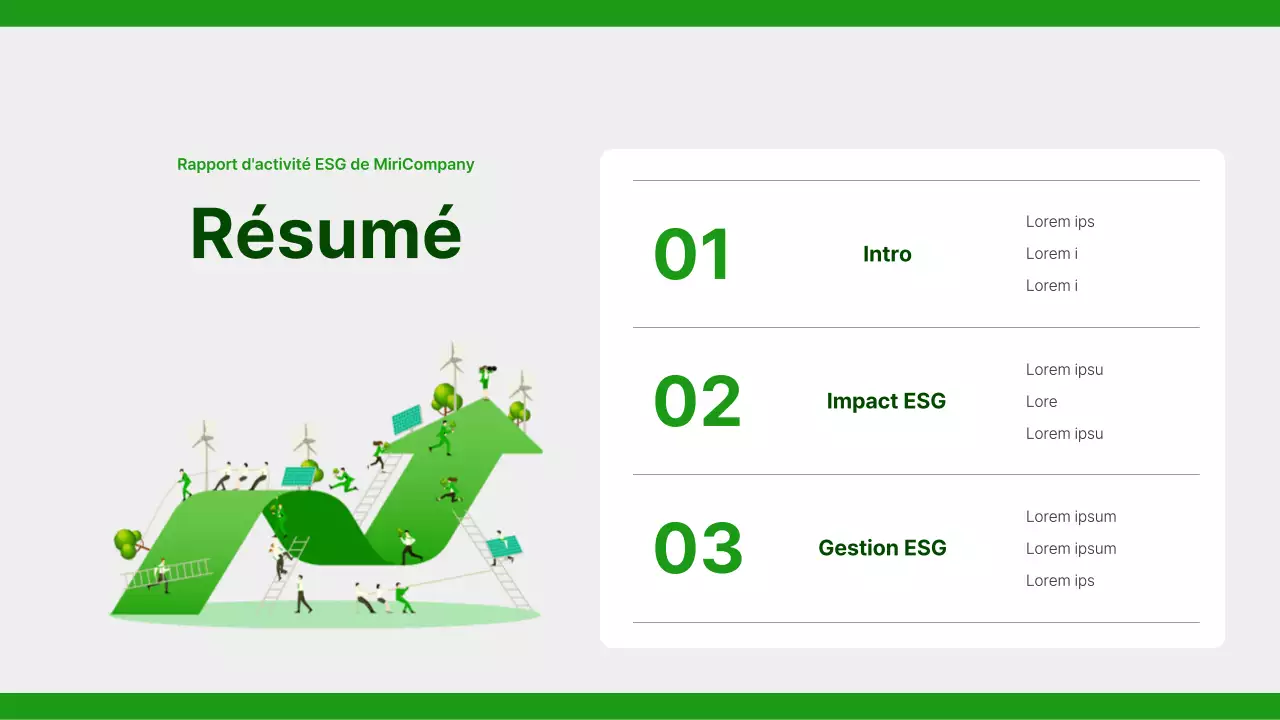 Un rapport simple sur la responsabilité sociale des entreprises en vert et gris