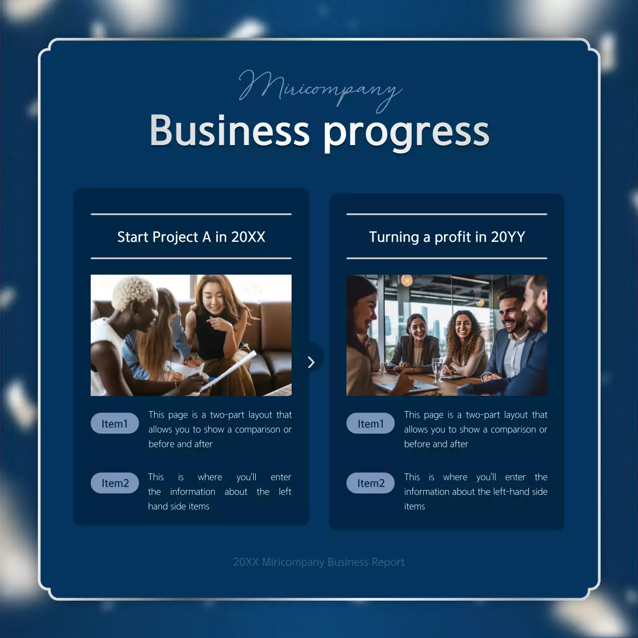Blue Elegant Business Report Instagram Carousel