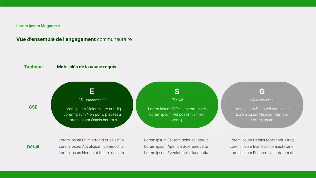 Un rapport simple sur la responsabilité sociale des entreprises en vert et gris