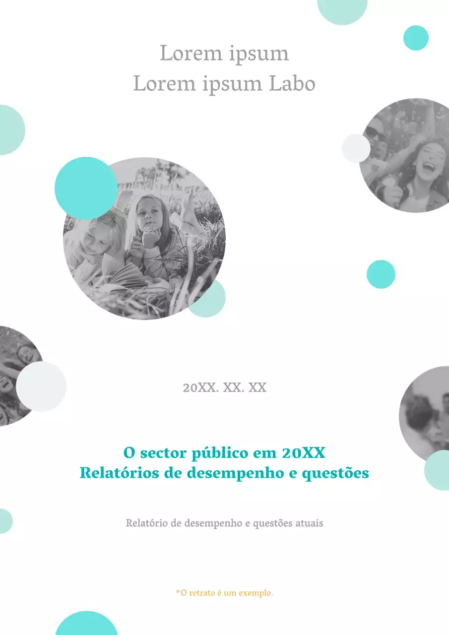 Relatório minimalista de desempenho do sector público em menta e preto e branco