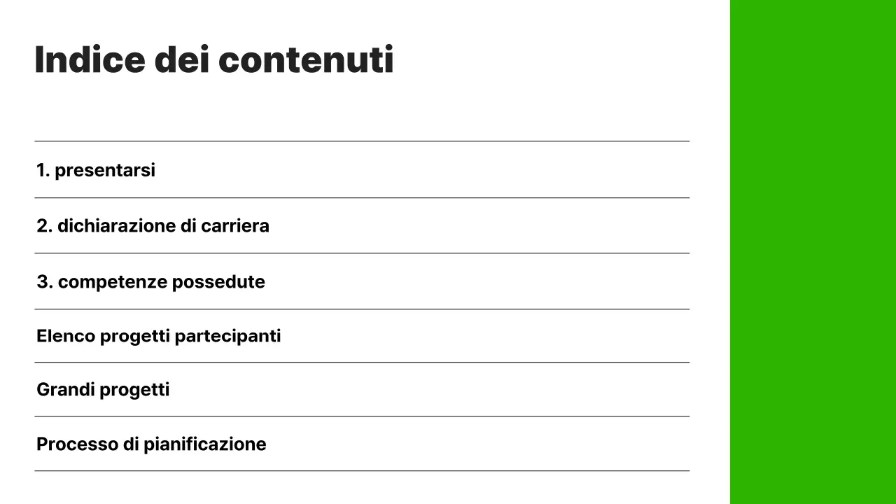 Un semplice portfolio di carriera in verde