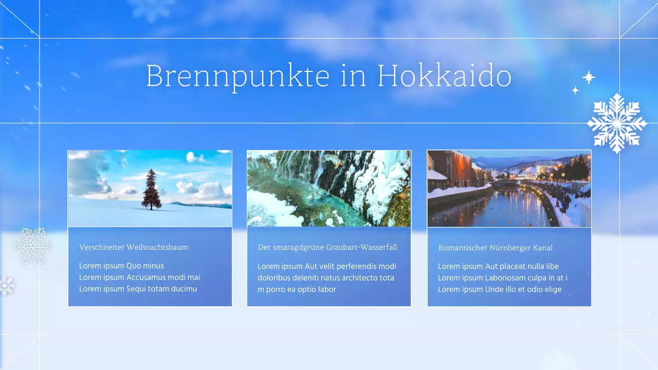 Winterreise-Informationen für Hokkaido, Japan: blau und natürlich