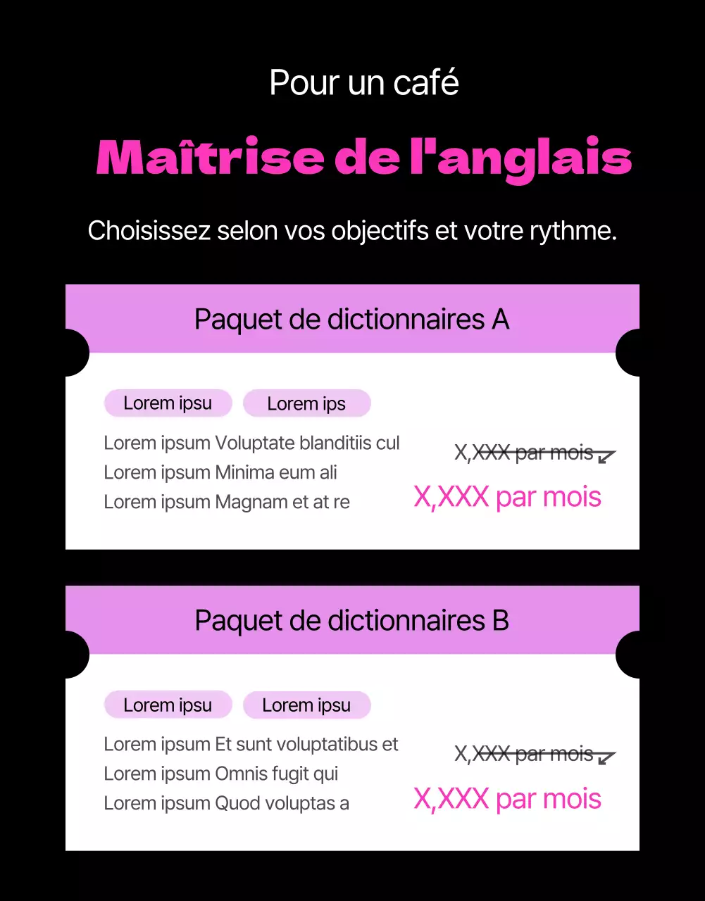 Promouvoir l'apprentissage de l'anglais en noir et rose