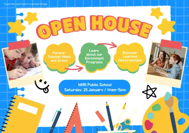 Poster Undangan Acara Sekolah Kuning yang Menyenangkan