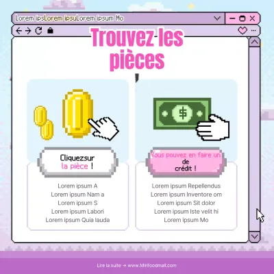 Publicité pour une machine à sous inspirée du Cyberpunk, en lavande et bleu clair