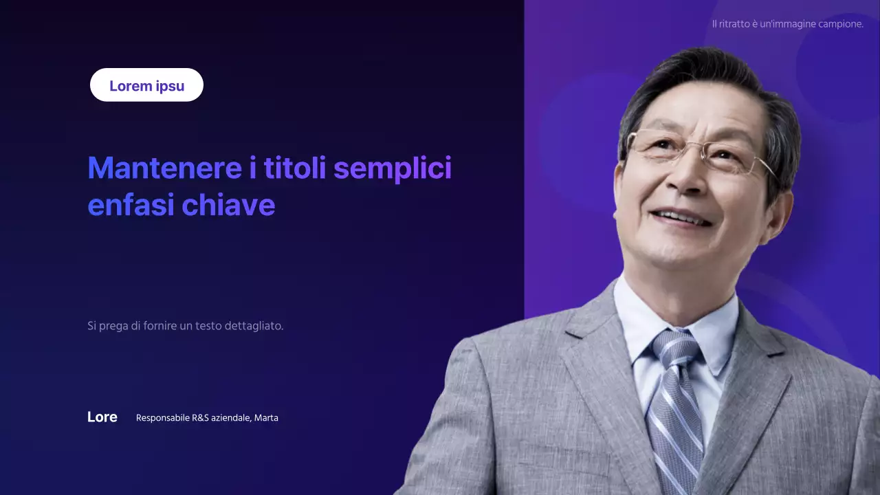 Semplice descrizione della conferenza per oratori con sfondo viola