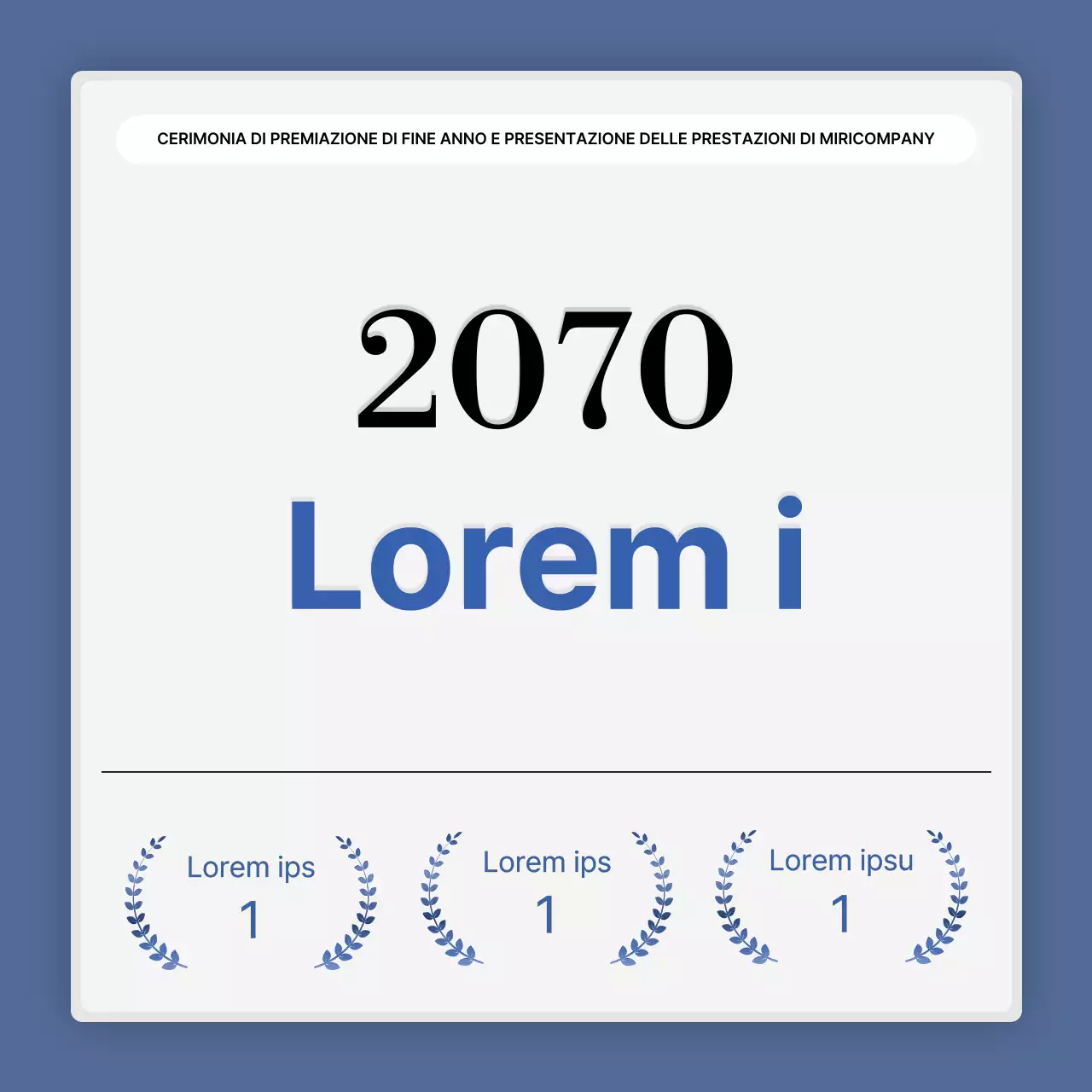 Una semplice presentazione delle prestazioni in bianco e blu e una relazione sull'evento di fine anno