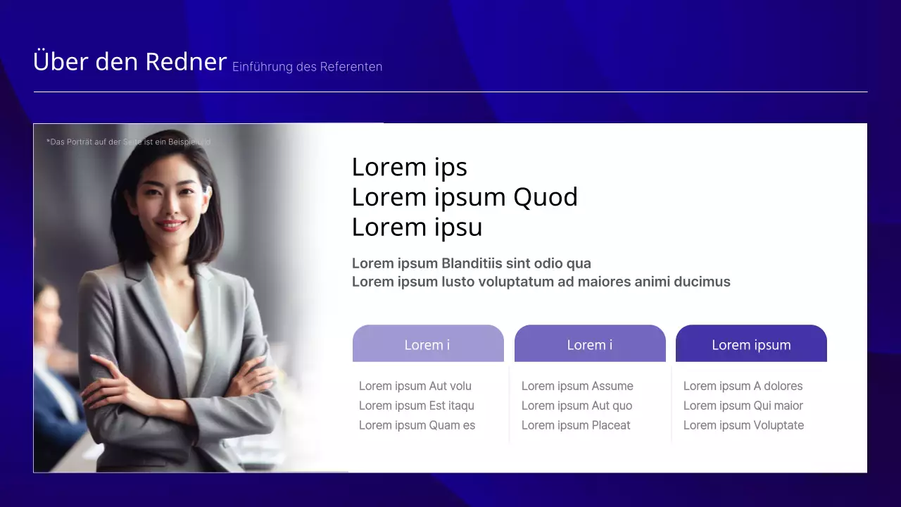 Eine luxuriöse Konferenzpräsentation in Marineblau