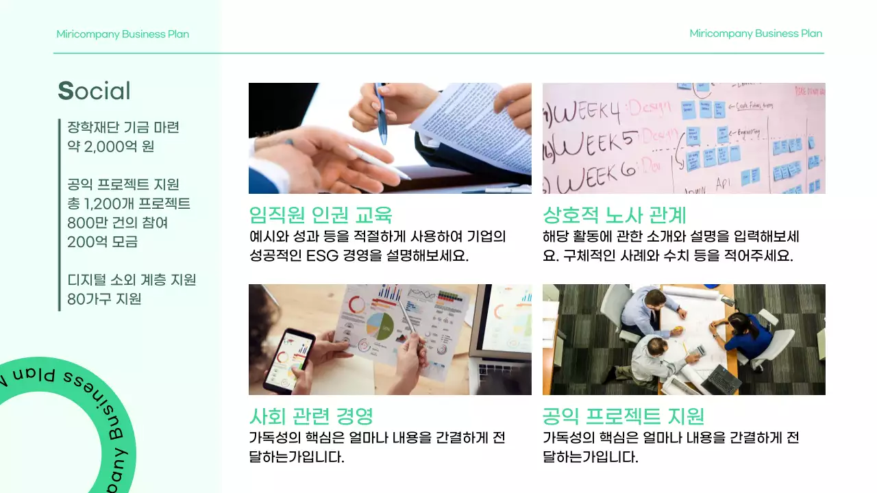 초록색의 심플한 비즈니스 ESG 경영 보고서