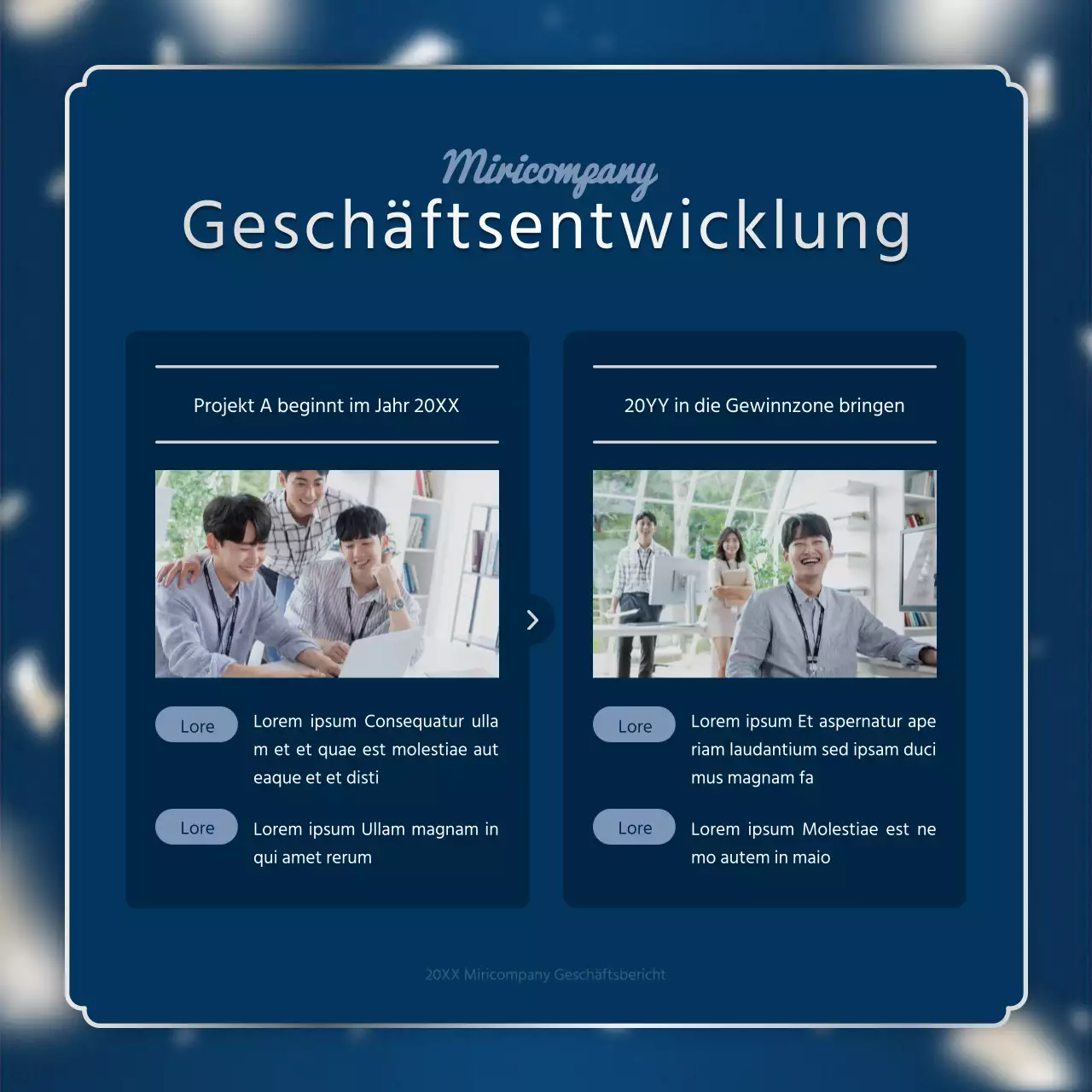 Ein luxuriöser Leistungsbericht zum Jahresende in Marineblau und Silber