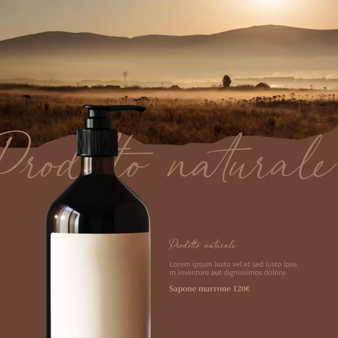 Pubblicità di un marchio di cosmetici di lusso in marrone e avorio.