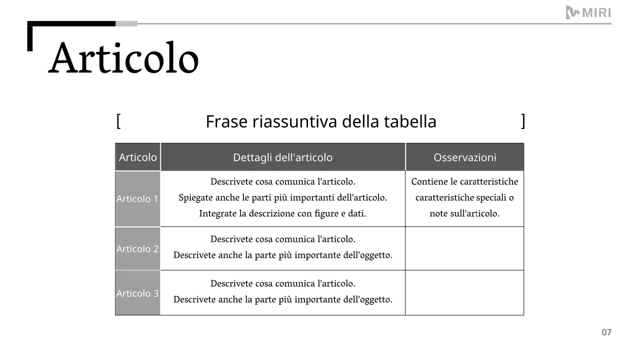 Un semplice rapporto stampabile in bianco e nero