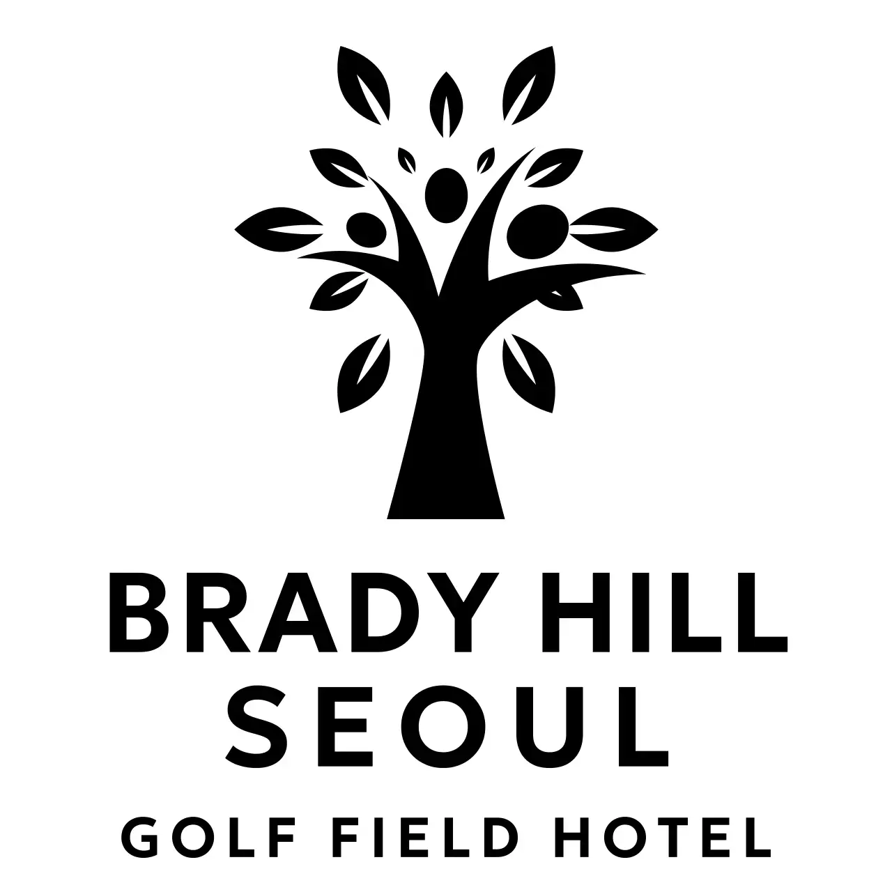 Golf hotel brand logo with tree illustration