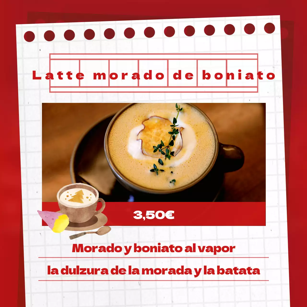 Rojo y amarillo para un anuncio de marketing viral invernal de estilo acogedor