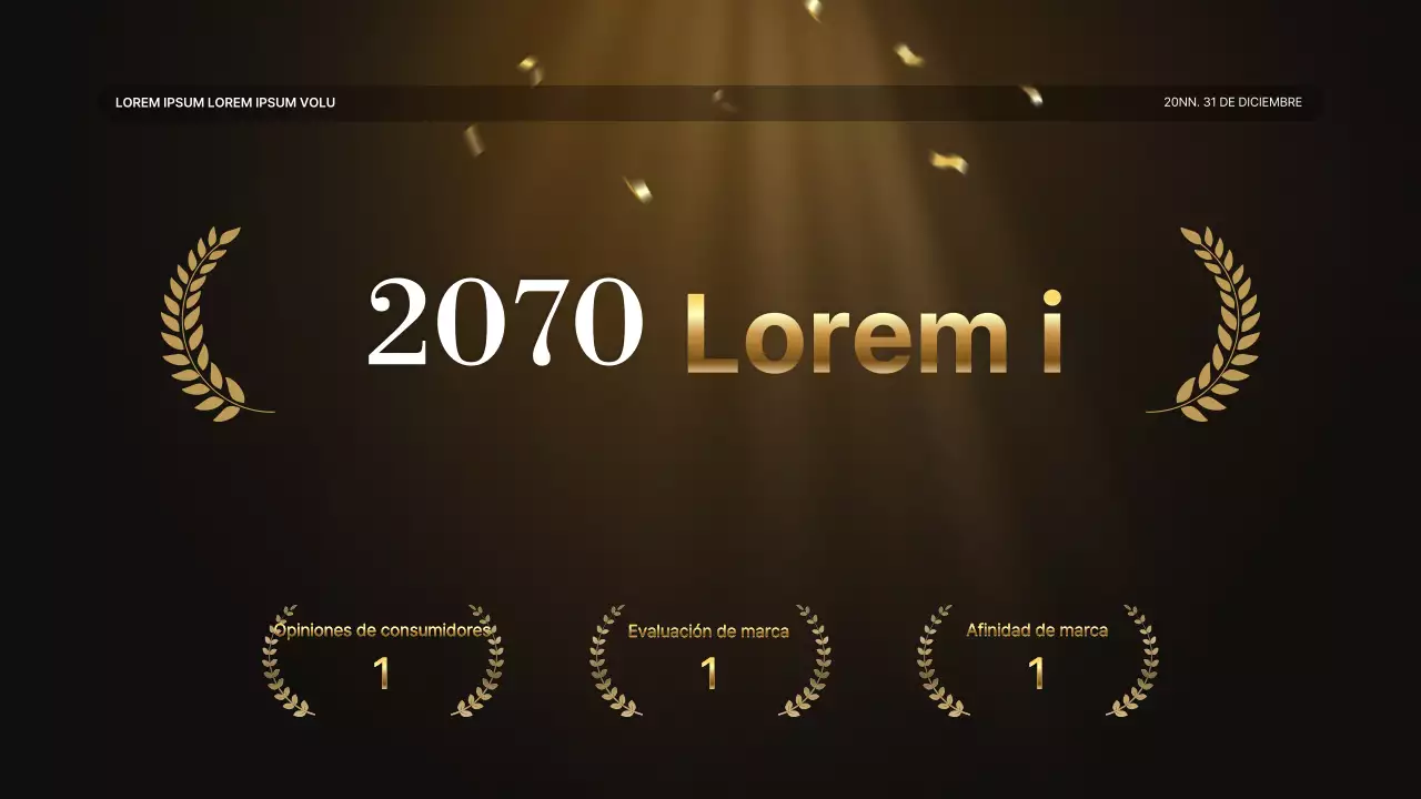 Una lujosa presentación de resultados en dorado y marrón y un informe del evento de fin de año