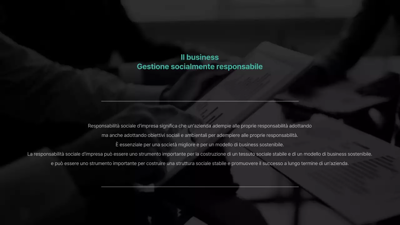 Sensazione di base con accenti di colore menta Rapporto ESG