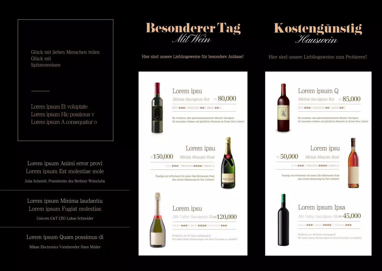 Unser raffiniertes schwarz-goldenes Restaurant-Wein-Geschenkset wird vorgestellt