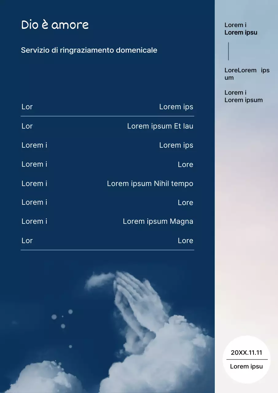 Un lussuoso bollettino per il servizio domenicale in blu navy e blu chiaro