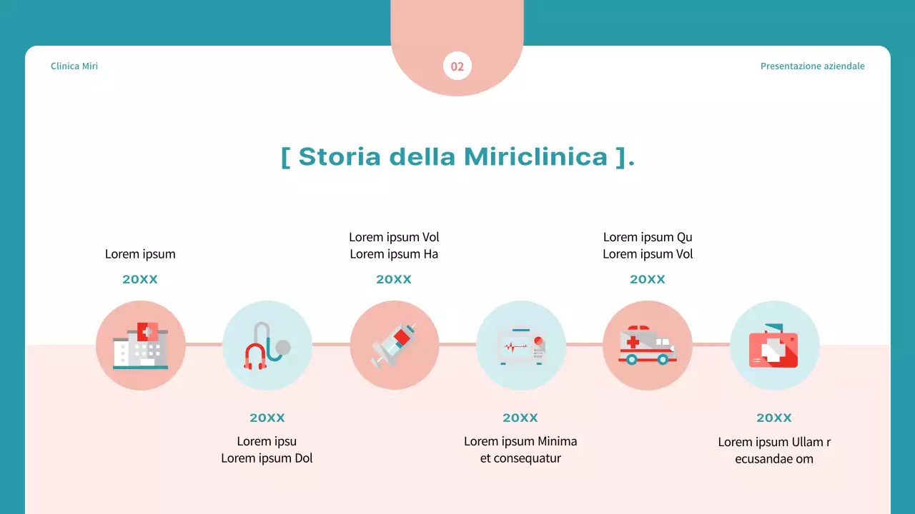 Semplice proposta di marketing ospedaliero in blu e rosso