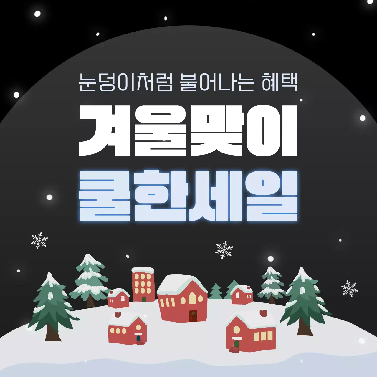 검정과 흰색의 키치한 겨울세일 홍보