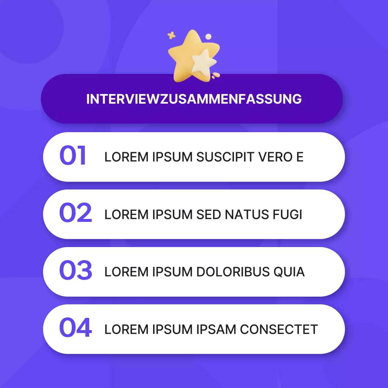 Förderung eines einfachen Interviews zur Unternehmenspersönlichkeit in Lila und Rosa