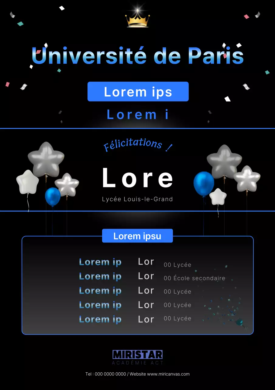 Annonces de félicitations en noir et bleu très tendance