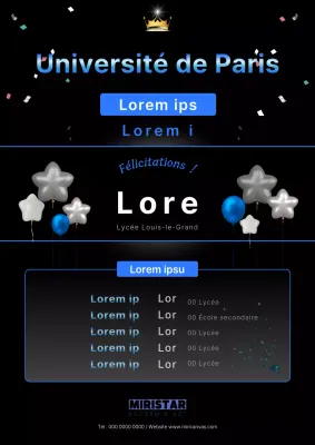 Annonces de félicitations en noir et bleu très tendance