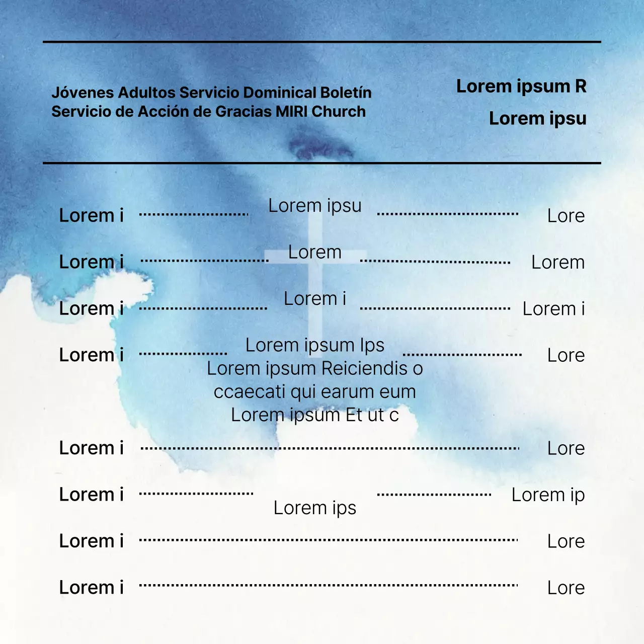 Guía de boletines religiosos modernos en azul y blanco