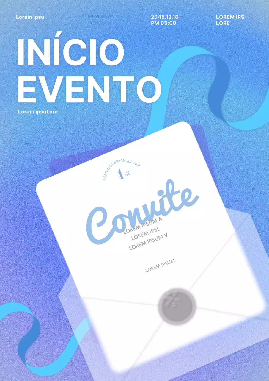 Convite para a inauguração de um centro de empreendedorismo moderno em azul claro