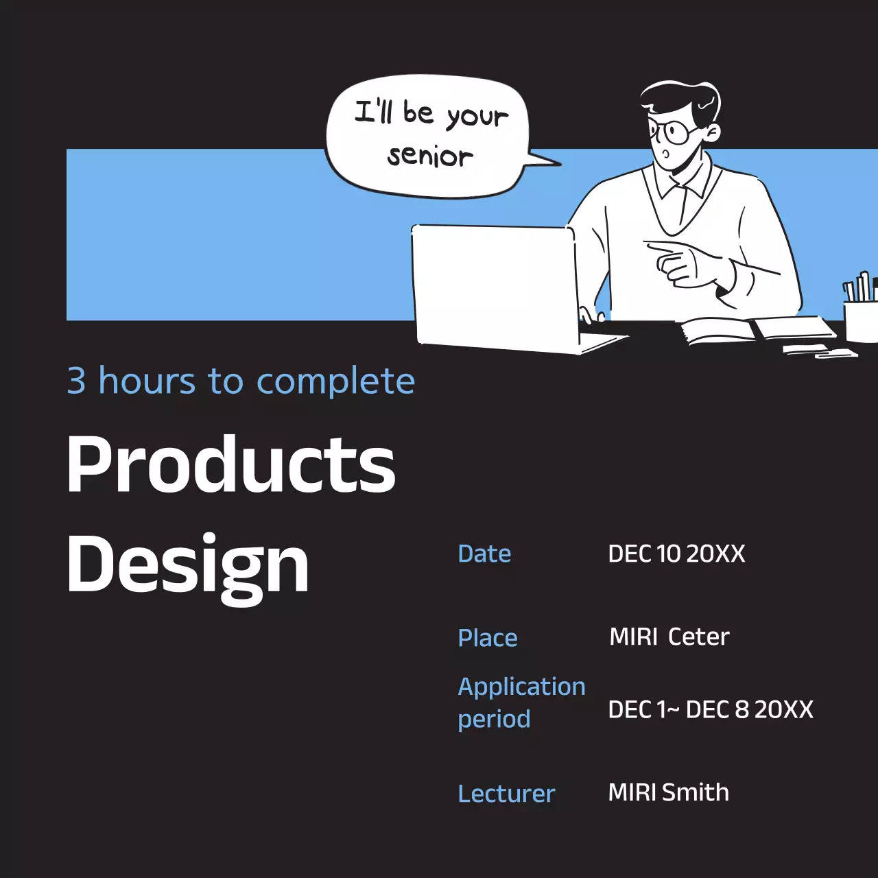 Black Minimal Design Course Social Media Post