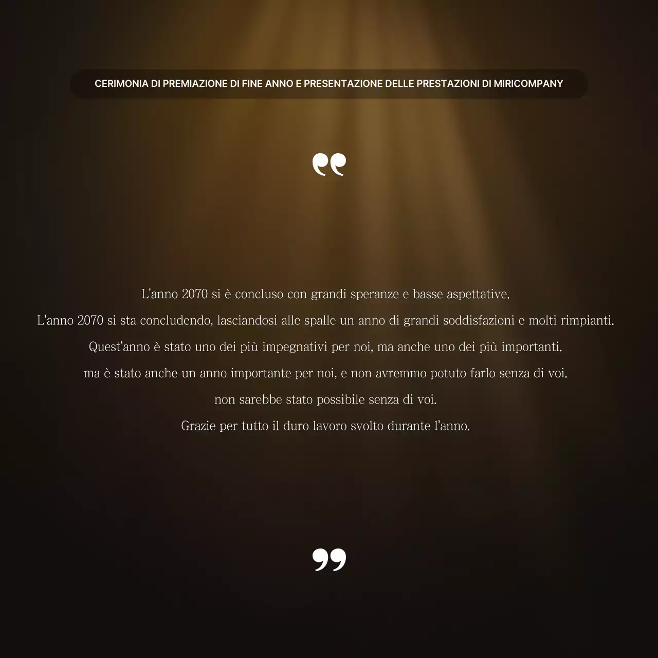 Presentazioni sulle performance dell'oro e del marrone di lusso e relazioni sugli eventi di fine anno