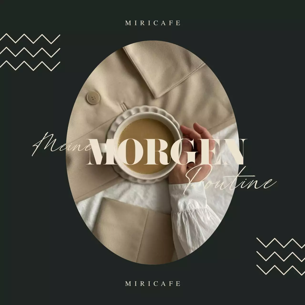 Eine einfache Anzeige für ein Café in Grün und Elfenbein