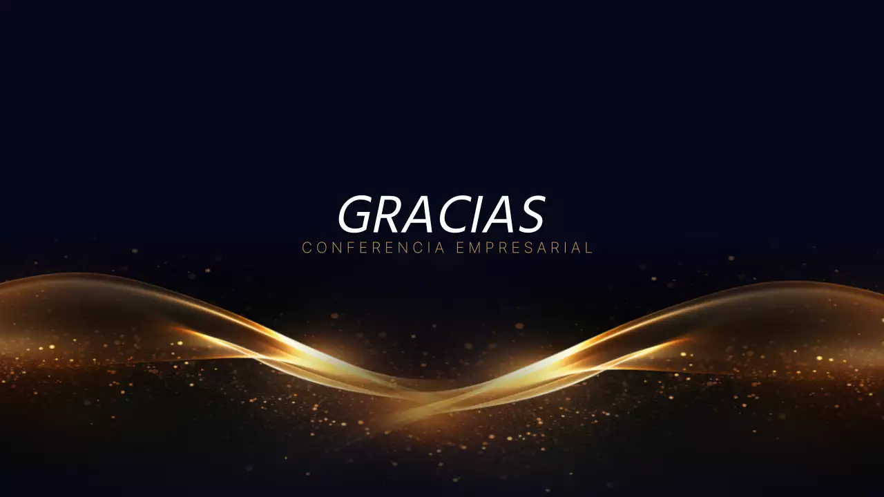 Una lujosa presentación de conferencia en azul marino y dorado