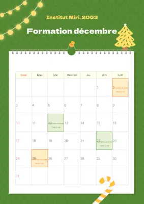 Calendrier simple vert et jaune