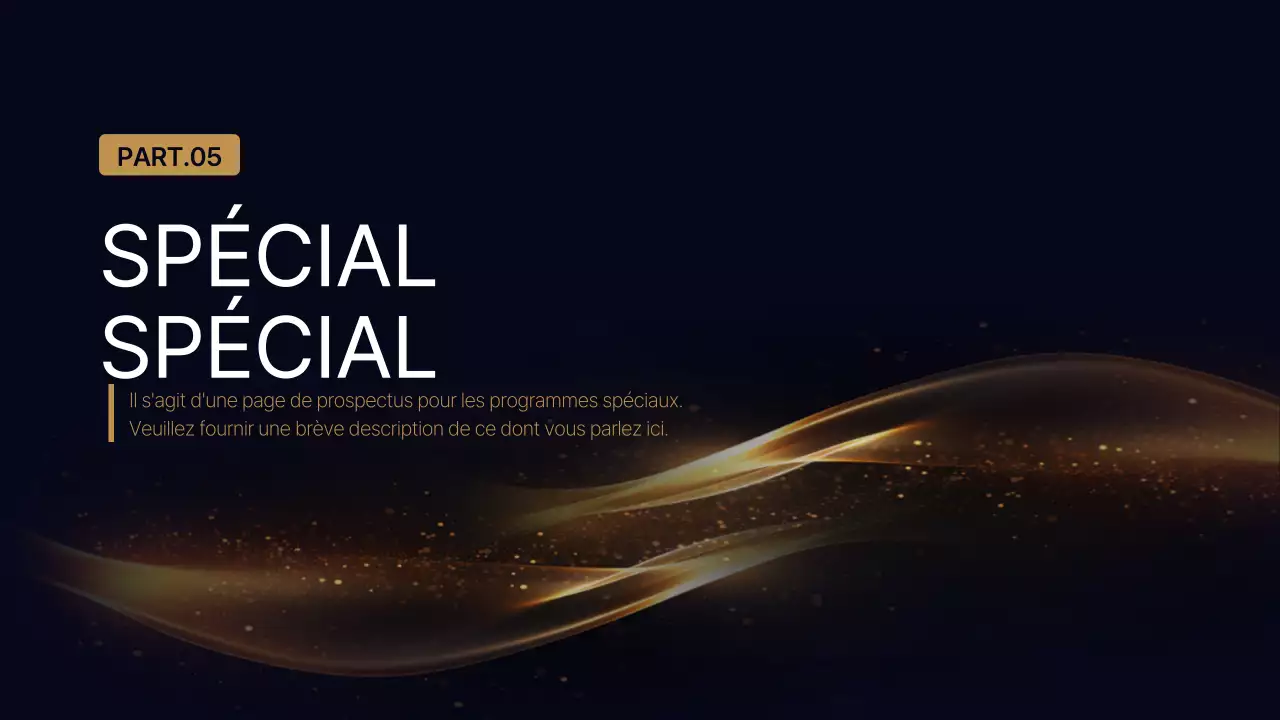 Une présentation de conférence luxueuse en bleu marine et or