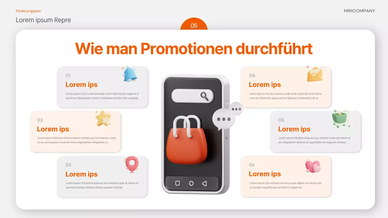 Eine trendige Werbebroschüre in Orange und Grau