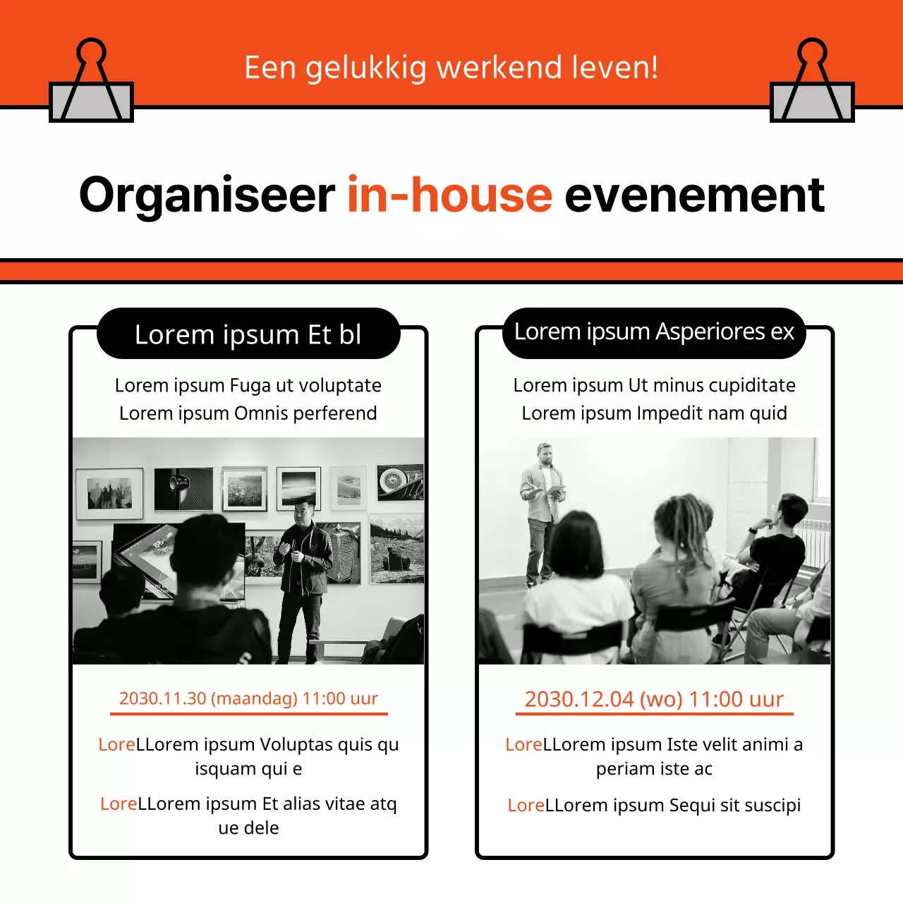 Over het oranje en zwarte eenvoudige baantrainingsprogramma