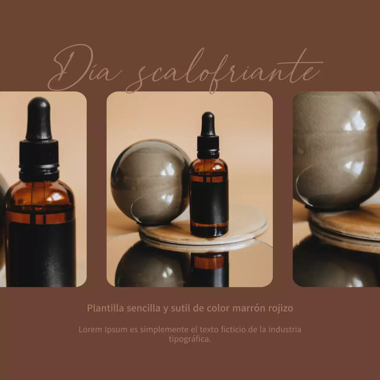 Publicidad de una marca de cosméticos de lujo en marrón y marfil.