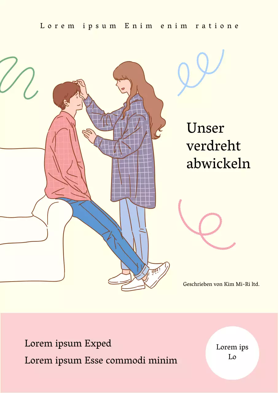 Niedlicher Beziehungsratgeber in Gelb und Rosa