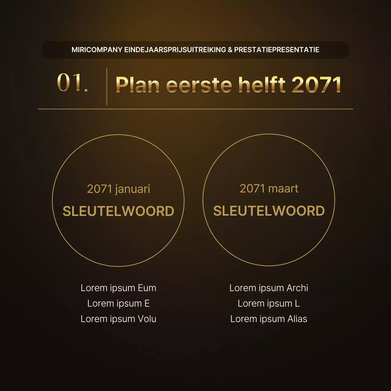 Luxe goud- en bruinpresentaties en eindejaarsverslagen