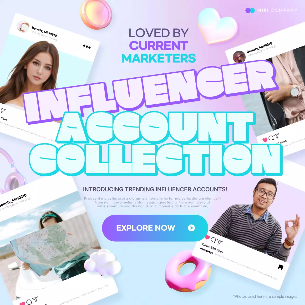 퍼플 트렌디 인플루언서 프로모션 소셜 미디어 포스트