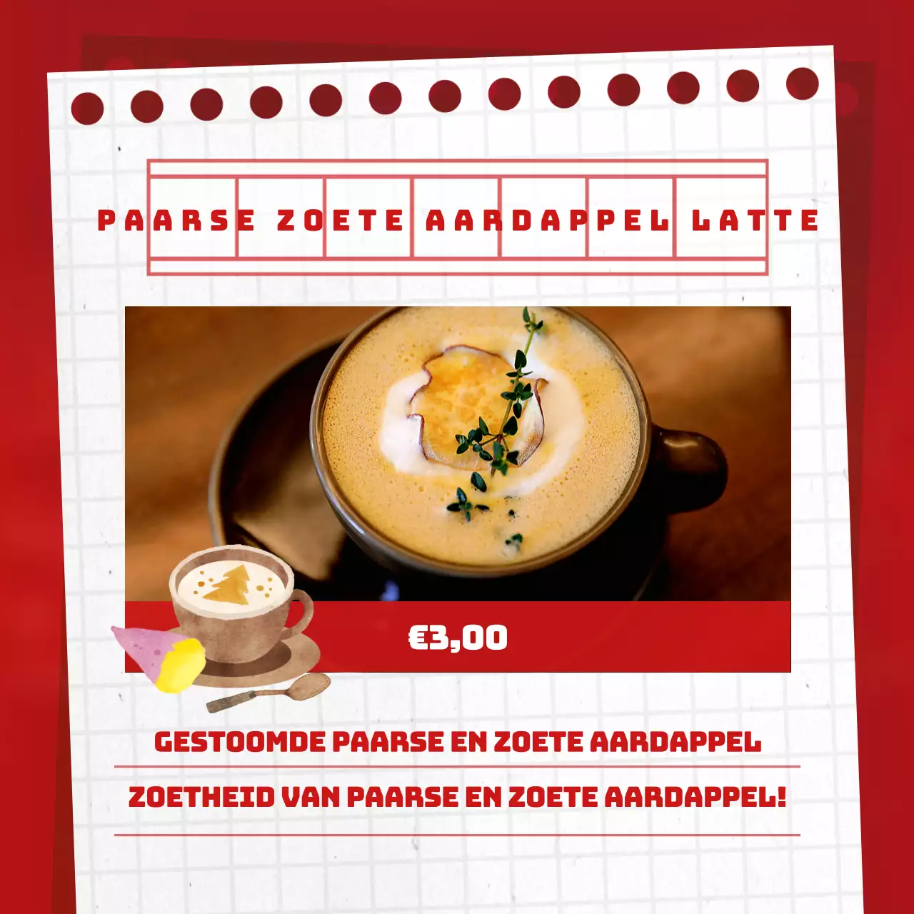 Rood en geel voor een gezellige winterstijl virale marketingadvertentie