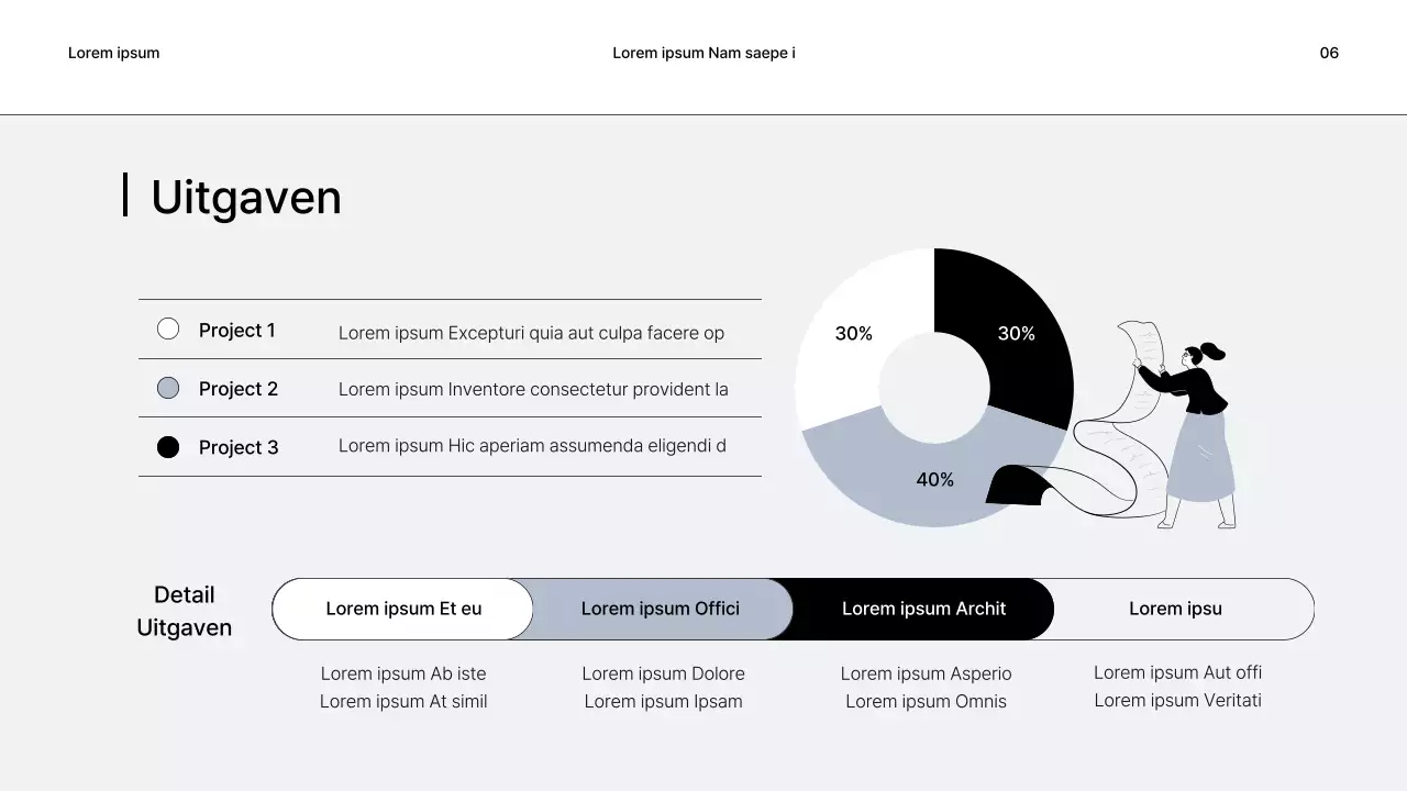 Eenvoudige zakelijke rapporten in grijs en zwart