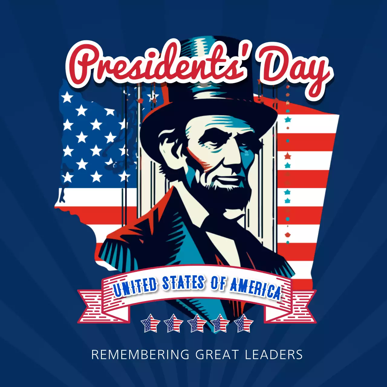 Blue Vintage Presidents' Day Announcement Social Media Post
